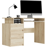 Eckschreibtisch mit Stauraum, Computertisch, Schreibtisch mit Schubladen | 3 Schubladen, Tastaturablage, ergonomische Maße | 114x50x76 cm (BxTxH)