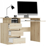 Eckschreibtisch mit Stauraum, Computertisch, Schreibtisch mit Schubladen | 3 Schubladen, Tastaturablage, ergonomische Maße | 114x50x76 cm (BxTxH)