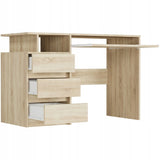 Eckschreibtisch mit Stauraum, Computertisch, Schreibtisch mit Schubladen | 3 Schubladen, Tastaturablage, ergonomische Maße | 114x50x76 cm (BxTxH)