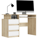 Eckschreibtisch mit Stauraum, Computertisch, Schreibtisch mit Schubladen | 3 Schubladen, Tastaturablage, ergonomische Maße | 114x50x76 cm (BxTxH)