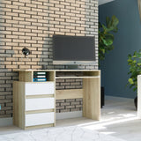 Eckschreibtisch mit Stauraum, Computertisch, Schreibtisch mit Schubladen | 3 Schubladen, Tastaturablage, ergonomische Maße | 114x50x76 cm (BxTxH)