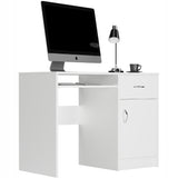 Schreibtisch klein, Computertisch, Home Office Schreibtisch | 1 Schublade, 1 Tür, Tastaturablage | 100x50x76 cm (BxTxH)