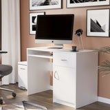 Schreibtisch klein, Computertisch, Home Office Schreibtisch | 1 Schublade, 1 Tür, Tastaturablage | 100x50x76 cm (BxTxH)