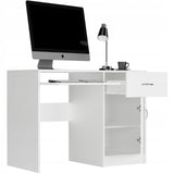 Schreibtisch klein, Computertisch, Home Office Schreibtisch | 1 Schublade, 1 Tür, Tastaturablage | 100x50x76 cm (BxTxH)