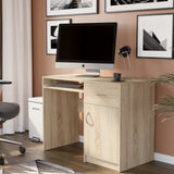 Schreibtisch klein, Computertisch, Home Office Schreibtisch | 1 Schublade, 1 Tür, Tastaturablage | 100x50x76 cm (BxTxH)