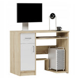 Kleiner Tisch, Schreibtisch mit Schublade, Computertisch | 1 Schublade, 1 Tür, Tastaturablage, PC-Fach | 90x50x73 cm (BxTxH)