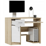 Kleiner Tisch, Schreibtisch mit Schublade, Computertisch | 1 Schublade, 1 Tür, Tastaturablage, PC-Fach | 90x50x73 cm (BxTxH)