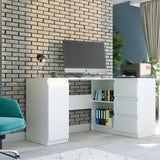 Eckschreibtisch mit Stauraum, Ecktisch, Schreibtisch L-Form | 3 Schubladen, 1 Tür, 1 Einlegeboden | 150x87x76 cm (BxTxH)