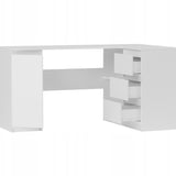 Eckschreibtisch mit Stauraum, Ecktisch, Schreibtisch L-Form | 3 Schubladen, 1 Tür, 1 Einlegeboden | 150x87x76 cm (BxTxH)