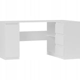 Eckschreibtisch mit Stauraum, Ecktisch, Schreibtisch L-Form | 3 Schubladen, 1 Tür, 1 Einlegeboden | 150x87x76 cm (BxTxH)