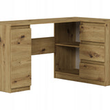 Eckschreibtisch mit Stauraum, Ecktisch, Schreibtisch L-Form | 3 Schubladen, 1 Tür, 1 Einlegeboden | 150x87x76 cm (BxTxH)