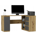 Eckschreibtisch mit Stauraum, Ecktisch, Schreibtisch L-Form | 3 Schubladen, 1 Tür, 1 Einlegeboden | 150x87x76 cm (BxTxH)