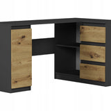 Eckschreibtisch mit Stauraum, Ecktisch, Schreibtisch L-Form | 3 Schubladen, 1 Tür, 1 Einlegeboden | 150x87x76 cm (BxTxH)
