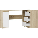 Eckschreibtisch mit Stauraum, Ecktisch, Schreibtisch L-Form | 3 Schubladen, 1 Tür, 1 Einlegeboden | 150x87x76 cm (BxTxH)