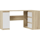 Eckschreibtisch mit Stauraum, Ecktisch, Schreibtisch L-Form | 3 Schubladen, 1 Tür, 1 Einlegeboden | 150x87x76 cm (BxTxH)