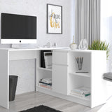 Eckschreibtisch mit Stauraum, Ecktisch, Schreibtisch L-Form | 2 Einlegeböden, 1 Tür, 1 Schublade | 120x120x79 cm (BxTxH)