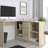 Eckschreibtisch mit Stauraum, Ecktisch, Schreibtisch L-Form | 2 Einlegeböden, 1 Tür, 1 Schublade | 120x120x79 cm (BxTxH)