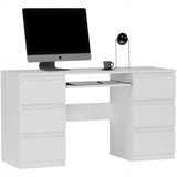 Ecktisch, Computertisch, Schreibtisch mit Schubladen | 6 Schubladen, Tastaturablage | 140x50x76 cm (BxTxH)