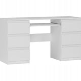 Ecktisch, Computertisch, Schreibtisch mit Schubladen | 6 Schubladen, Tastaturablage | 140x50x76 cm (BxTxH)