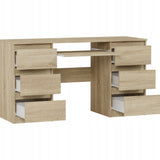 Ecktisch, Computertisch, Schreibtisch mit Schubladen | 6 Schubladen, Tastaturablage | 140x50x76 cm (BxTxH)