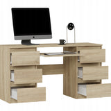 Ecktisch, Computertisch, Schreibtisch mit Schubladen | 6 Schubladen, Tastaturablage | 140x50x76 cm (BxTxH)