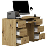 Ecktisch, Computertisch, Schreibtisch mit Schubladen | 6 Schubladen, Tastaturablage | 140x50x76 cm (BxTxH)