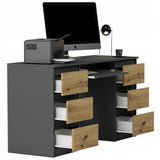 Ecktisch, Computertisch, Schreibtisch mit Schubladen | 6 Schubladen, Tastaturablage | 140x50x76 cm (BxTxH)