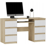 Ecktisch, Computertisch, Schreibtisch mit Schubladen | 6 Schubladen, Tastaturablage | 140x50x76 cm (BxTxH)