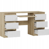 Ecktisch, Computertisch, Schreibtisch mit Schubladen | 6 Schubladen, Tastaturablage | 140x50x76 cm (BxTxH)