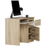 Kleiner Tisch, Computertisch, Eckschreibtisch | 1 Schublade, 1 Tür, Tastaturablage | 96x50x76 cm (BxTxH)