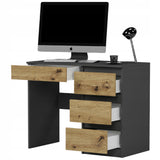 Kleiner Schreibtisch, Computertisch, Schreibtisch mit Schubladen | 4 Schubladen | 96x50x76 cm (BxTxH)