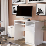 Schreibtisch mit Schublade, Computertisch, Schreibtisch | 1 Schublade, 1 Tür, 1 Tastaturablage | 96x50x76 cm (BxTxH)