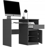 Schreibtisch mit Schublade, Computertisch, Schreibtisch | 1 Schublade, 1 Tür, 1 Tastaturablage | 96x50x76 cm (BxTxH)