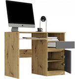 Schreibtisch mit Schublade, Computertisch, Schreibtisch | 1 Schublade, 1 Tür, 1 Tastaturablage | 96x50x76 cm (BxTxH)