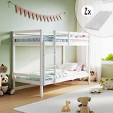 Hochbett, Etagenbett, Hochbett 90x200 cm Kinderbett, EN 747-zertifiziert, platzsparendes & sicheres | stabiles & robustes Stockbett | Weiß