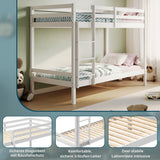 Hochbett, Etagenbett, Hochbett 90x200 cm Kinderbett, EN 747-zertifiziert, platzsparendes & sicheres | stabiles & robustes Stockbett | Weiß