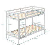 Hochbett, Etagenbett, Hochbett 90x200 cm Kinderbett, EN 747-zertifiziert, platzsparendes & sicheres | stabiles & robustes Stockbett | Weiß