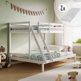 Hochbett, Etagenbett, Hochbett 140x200 Kinderbett mit großem Bett, EN 747-zertifiziert, platzsparendes & sicheres | stabiles & robustes Stockbett | Weiß