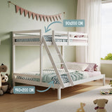 Hochbett, Etagenbett, Hochbett 140x200 Kinderbett mit großem Bett, EN 747-zertifiziert, platzsparendes & sicheres | stabiles & robustes Stockbett | Weiß