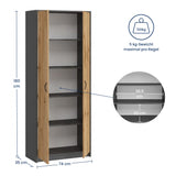 Armoire armoire polyvalente avec amortisseur de porte SOFT CLOSE (en option) blanc 74 cm largeur 180 cm hauteur avec quatre ou six étagères, classeur organisateur d'armoire domestique en bois MDF