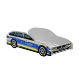 Autobett Kinderbett Jugendbett 70x140 & 80x160 cm mit Rausfallschutz Matratze optional | Polizei Polizeiauto Polizist Kinder Spielbett