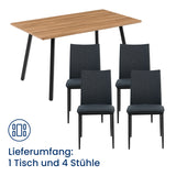 Esszimmerset mit 4 Stühlen Tisch Küchentisch & Esszimmerstühle 4er set Esszimmertisch | moderne Essgruppe | Maße Tisch: 140x80 cm | Set Esstisch + 4 Stühle