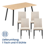 Esszimmerset mit 4 Stühlen Tisch Küchentisch & Esszimmerstühle 4er set Esszimmertisch | moderne Essgruppe | Maße Tisch: 140x80 cm | Set Esstisch + 4 Stühle