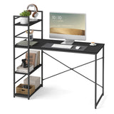 Schreibtisch mit Regal Computertisch mit Stauraum für Homeoffice PC Tisch Bürotisch Arbeitstisch mit Bücherregal | Maße Tisch: 120x44x76 cm (BxTxH)