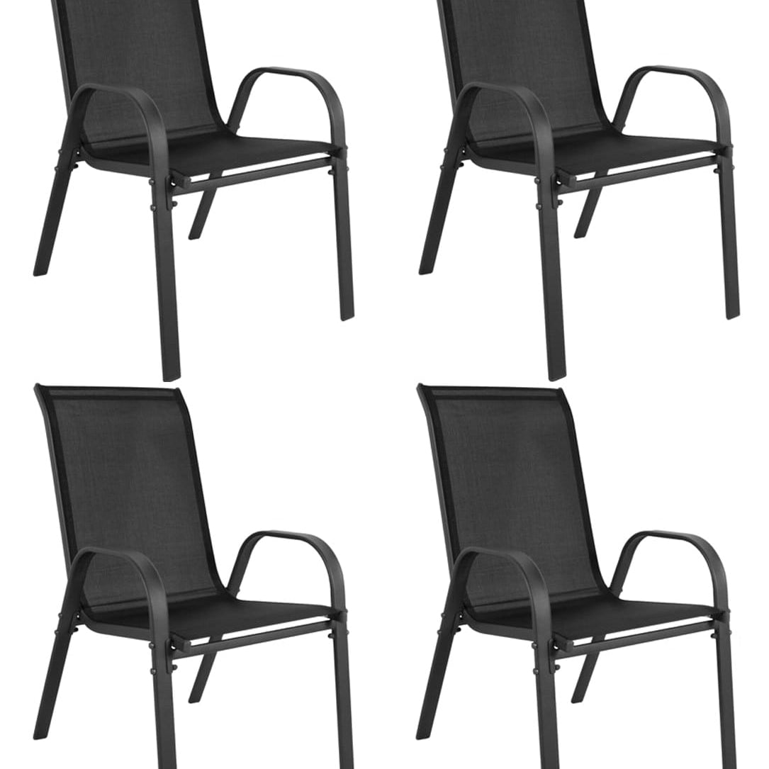 4er Set Gartenstühle, stapelbar, Hochlehner Gartenstühle, Terrassenmöbel, stapelbare Gartenstühle, Balkonstühle, Outdoorstühle | Textilene-Sitzfläche & Metallbeine | 56x43x91cm (BxTxH)