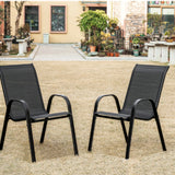 4er Set Gartenstühle, stapelbar, Hochlehner Gartenstühle, Terrassenmöbel, stapelbare Gartenstühle, Balkonstühle, Outdoorstühle | Textilene-Sitzfläche & Metallbeine | 56x43x91cm (BxTxH)