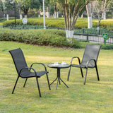 4er Set Gartenstühle, stapelbar, Hochlehner Gartenstühle, Terrassenmöbel, stapelbare Gartenstühle, Balkonstühle, Outdoorstühle | Textilene-Sitzfläche & Metallbeine | 56x43x91cm (BxTxH)