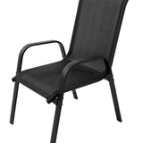 4er Set Gartenstühle, stapelbar, Hochlehner Gartenstühle, Terrassenmöbel, stapelbare Gartenstühle, Balkonstühle, Outdoorstühle | Textilene-Sitzfläche & Metallbeine | 56x43x91cm (BxTxH)