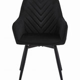Esszimmerstuhl mit 2er set option drehbar Stuhl Drehstuhl Esszimmer Schminktisch Stuhl Schreibtischstuhl Samt Polsterstuhl mit Armlehnen | belastbar bis 110 kg | 360° drehbar, vielseitig | Schwarz