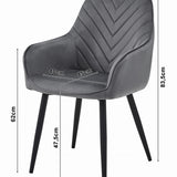 Esszimmerstuhl Stuhl mit 2er Set Option Küchenstuhl Polsterstuhl mit Armlehnen für Esszimmer Küche Schminktisch Stuhl, Samt Polsterstuhl mit Armlehne und Metallbeinen | belastbar bis 110 kg